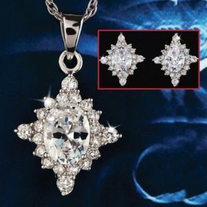 Polaris Lab Created Diamond Necklace and E…